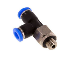 3mm x M 5 rechtwinkliges T-Stück Steckverschraubung mit Außengewinde Messing/PBT NBR drehbar kompaktes Design [2 Stück]