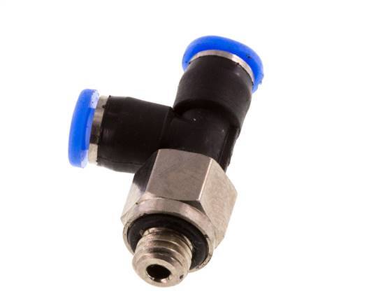 3mm x M 5 rechtwinkliges T-Stück Steckverschraubung mit Außengewinde Messing/PBT NBR drehbar kompaktes Design [2 Stück]