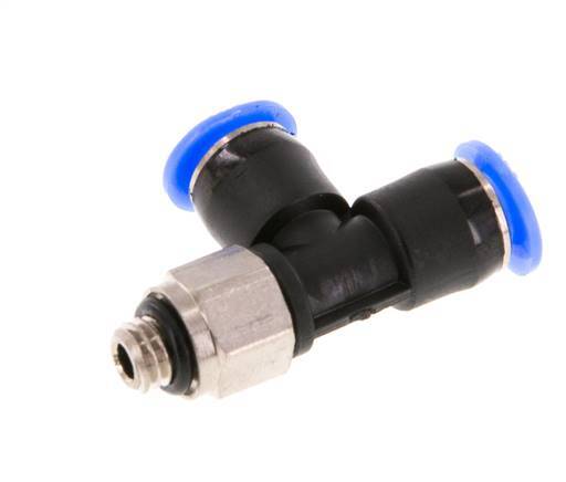 4mm x M 5 rechtwinkliges T-Stück Steckverschraubung mit Außengewinde Messing/PBT NBR drehbar kompaktes Design [2 Stück]