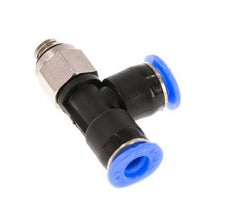 4mm x M 5 rechtwinkliges T-Stück Steckverschraubung mit Außengewinde Messing/PBT NBR drehbar kompaktes Design [2 Stück]