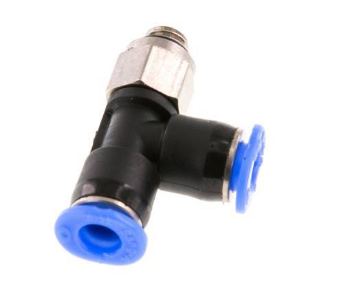 4mm x M 5 rechtwinkliges T-Stück Steckverschraubung mit Außengewinde Messing/PBT NBR drehbar kompaktes Design [2 Stück]