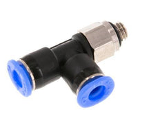4mm x M 5 rechtwinkliges T-Stück Steckverschraubung mit Außengewinde Messing/PBT NBR drehbar kompaktes Design [2 Stück]