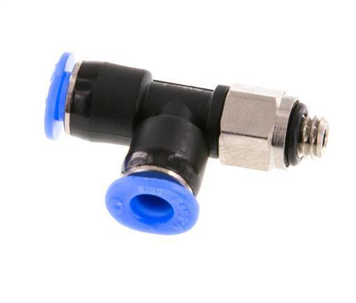 4mm x M 5 rechtwinkliges T-Stück Steckverschraubung mit Außengewinde Messing/PBT NBR drehbar kompaktes Design [2 Stück]