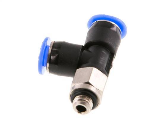 4mm x M 5 rechtwinkliges T-Stück Steckverschraubung mit Außengewinde Messing/PBT NBR drehbar kompaktes Design [2 Stück]