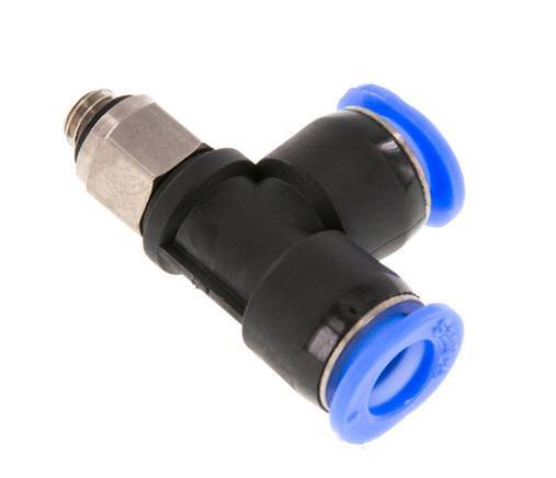 6mm x M 5 Rechtwinkliges T-Stück Steckverschraubung mit Außengewinde Messing/PBT NBR Drehbares Kompaktdesign [2 Stück]
