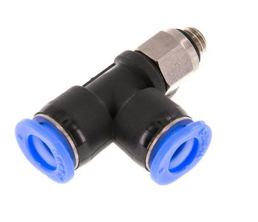 6mm x M 5 Rechtwinkliges T-Stück Steckverschraubung mit Außengewinde Messing/PBT NBR Drehbares Kompaktdesign [2 Stück]