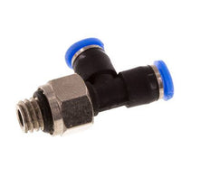 3mm x M 6 rechtwinkliges T-Stück Steckverschraubung mit Außengewinde Messing/PBT NBR drehbar kompaktes Design [2 Stück]