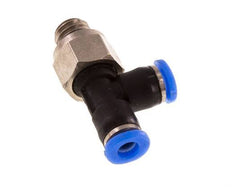 3mm x M 6 rechtwinkliges T-Stück Steckverschraubung mit Außengewinde Messing/PBT NBR drehbar kompaktes Design [2 Stück]