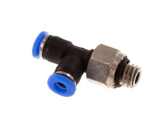 3mm x M 6 rechtwinkliges T-Stück Steckverschraubung mit Außengewinde Messing/PBT NBR drehbar kompaktes Design [2 Stück]