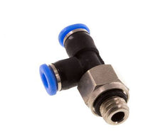 3mm x M 6 rechtwinkliges T-Stück Steckverschraubung mit Außengewinde Messing/PBT NBR drehbar kompaktes Design [2 Stück]