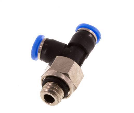 3mm x M 6 rechtwinkliges T-Stück Steckverschraubung mit Außengewinde Messing/PBT NBR drehbar kompaktes Design [2 Stück]