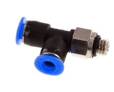 4mm x M 6 rechtwinkliges T-Stück Steckverschraubung mit Außengewinde Messing/PBT NBR drehbar kompaktes Design [2 Stück]