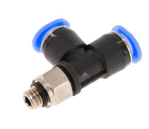 6mm x M 6 rechtwinkliges T-Stück Steckverschraubung mit Außengewinde Messing/PBT NBR drehbar kompaktes Design [2 Stück]