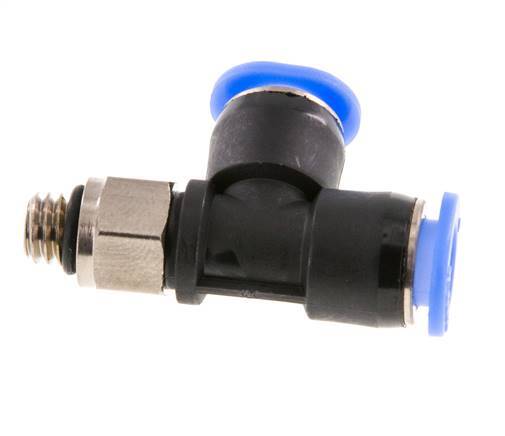 6mm x M 6 rechtwinkliges T-Stück Steckverschraubung mit Außengewinde Messing/PBT NBR drehbar kompaktes Design [2 Stück]