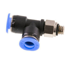 6mm x M 6 rechtwinkliges T-Stück Steckverschraubung mit Außengewinde Messing/PBT NBR drehbar kompaktes Design [2 Stück]