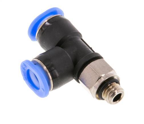 6mm x M 6 rechtwinkliges T-Stück Steckverschraubung mit Außengewinde Messing/PBT NBR drehbar kompaktes Design [2 Stück]