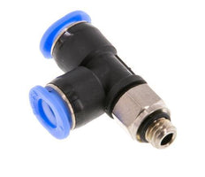 6mm x M 6 rechtwinkliges T-Stück Steckverschraubung mit Außengewinde Messing/PBT NBR drehbar kompaktes Design [2 Stück]