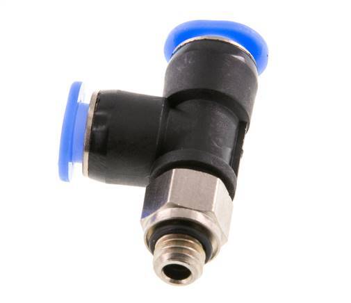 6mm x M 6 rechtwinkliges T-Stück Steckverschraubung mit Außengewinde Messing/PBT NBR drehbar kompaktes Design [2 Stück]