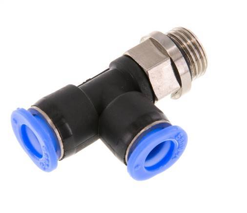 4mm x R1/8'' Rechtwinkliges T-Stück Steckverschraubung mit Außengewinde Messing/PBT NBR Drehbares Kompaktdesign [2 Stück]
