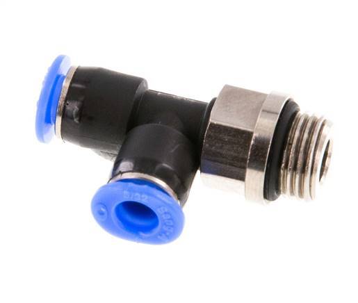 4mm x G1/8'' Rechtwinkliges T-Stück Steckverschraubung mit Außengewinde Messing/PBT NBR Drehbares Kompaktdesign [2 Stück]