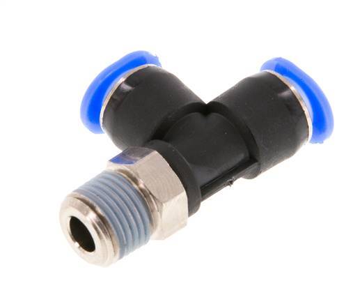 6mm x R1/8'' Rechtwinkliges T-Stück Steckverschraubung mit Außengewinde Messing/PBT NBR Drehbares Kompaktdesign [2 Stück]