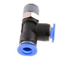 6mm x R1/8'' Rechtwinkliges T-Stück Steckverschraubung mit Außengewinde Messing/PBT NBR Drehbares Kompaktdesign [2 Stück]
