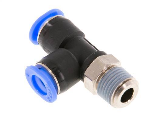 6mm x R1/8'' Rechtwinkliges T-Stück Steckverschraubung mit Außengewinde Messing/PBT NBR Drehbares Kompaktdesign [2 Stück]