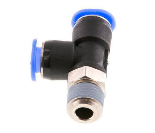6mm x R1/8'' Rechtwinkliges T-Stück Steckverschraubung mit Außengewinde Messing/PBT NBR Drehbares Kompaktdesign [2 Stück]