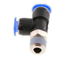 6mm x R1/8'' Rechtwinkliges T-Stück Steckverschraubung mit Außengewinde Messing/PBT NBR Drehbares Kompaktdesign [2 Stück]
