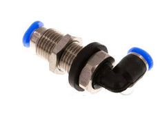 3mm 90deg Elbow Push-in Fitting Steel/PBT NBR Bulkhead Compact Design [2 Pieces]