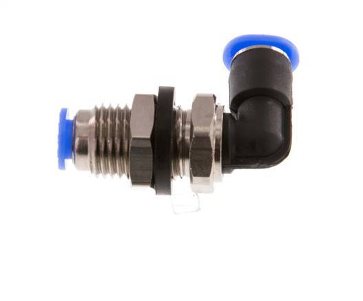 4mm 90deg Elbow Push-in Fitting Brass/PBT NBR Bulkhead Compact Design [2 Pieces]