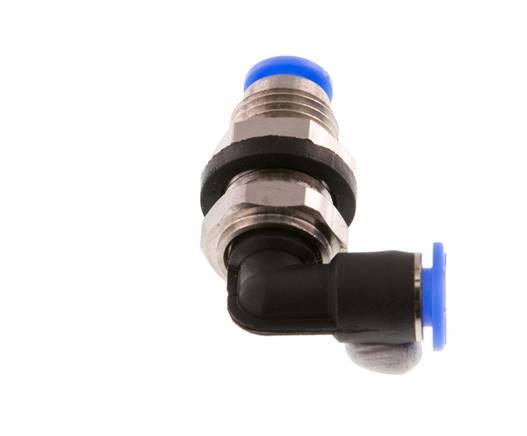 4mm 90deg Elbow Push-in Fitting Brass/PBT NBR Bulkhead Compact Design [2 Pieces]