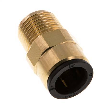 15mm x R1/2'' Steckverschraubung mit Außengewinde Messing/POM NBR