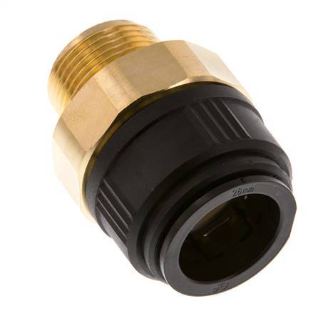 28mm x R1'' Steckverschraubung mit Außengewinde Messing/POM NBR