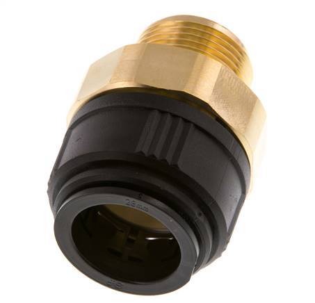 28mm x R1'' Steckverschraubung mit Außengewinde Messing/POM NBR