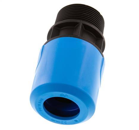 32mm x R1 1/2'' Steckverschraubung mit Außengewinde PA/POM NBR