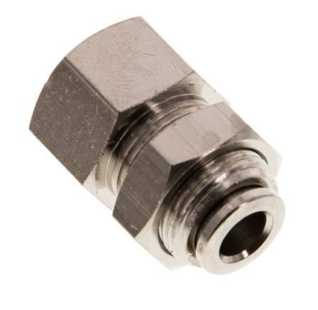 6mm x G1/8'' Push-in Fitting with Female Threads Brass NBR Bulkhead [2 Pieces]