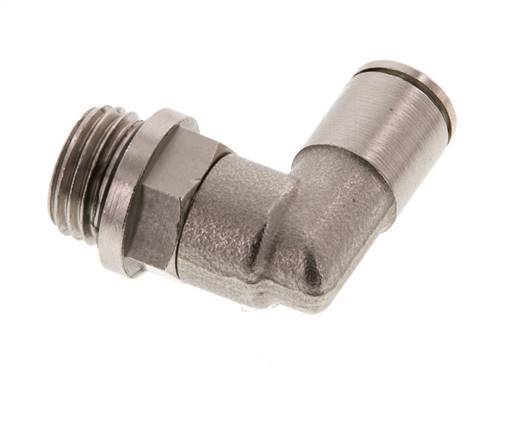 6mm x G1/4'' 90deg Ellbogen Steckverschraubung mit Außengewinde Messing NBR drehbar [2 Stück]