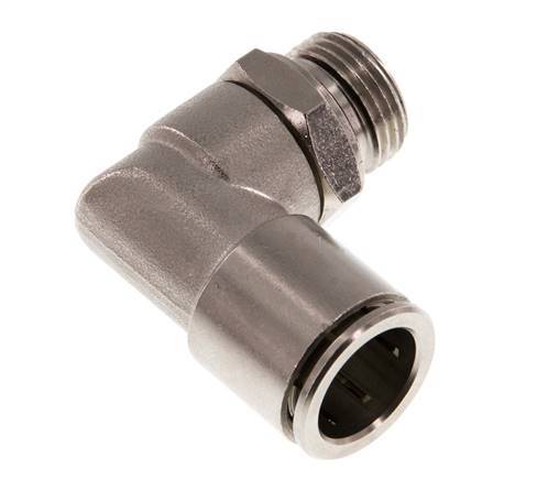 14mm x G3/8'' 90deg Elbow Push-in Fitting with Male Threads Brass NBR Rotatable