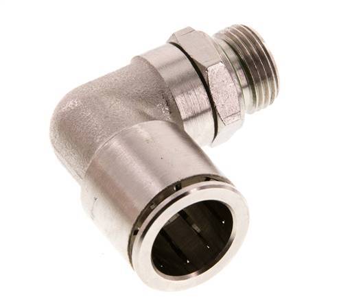 16mm x G3/8'' 90deg Elbow Push-in Fitting with Male Threads Brass FKM Rotatable