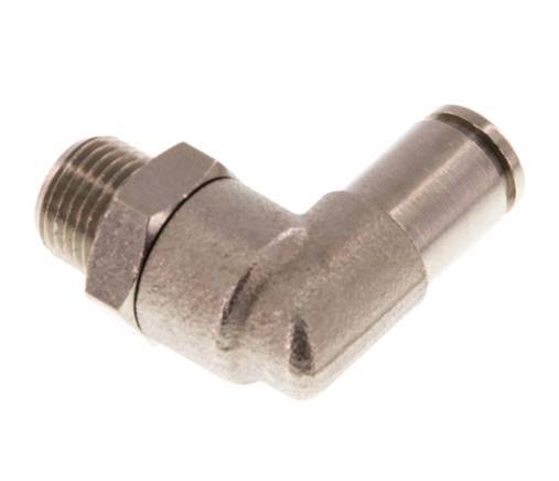 4mm x R1/8'' 90deg Elbow Push-in Fitting with Male Threads Brass NBR Rotatable [2 Pieces]