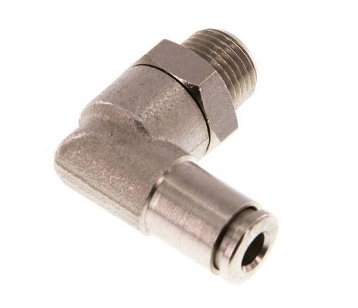 4mm x R1/8'' 90deg Elbow Push-in Fitting with Male Threads Brass NBR Rotatable [2 Pieces]