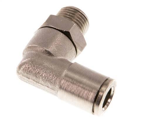 6mm x R1/8'' 90deg Winkel-Steckverschraubung mit Außengewinde Messing NBR drehbar [2 Stück]