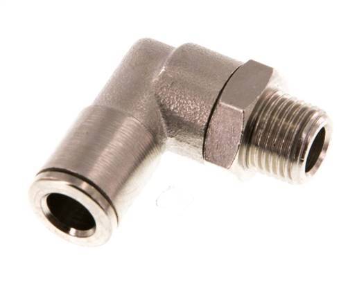 6mm x R1/8'' 90deg Winkel-Steckverschraubung mit Außengewinde Messing NBR drehbar [2 Stück]