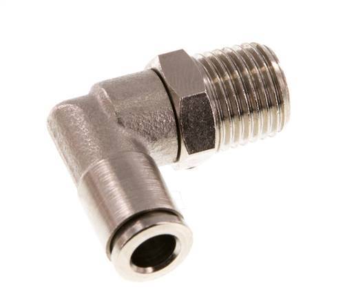 6mm x R1/4'' 90deg Winkel-Steckverschraubung mit Außengewinde Messing NBR drehbar [2 Stück]