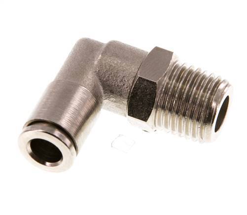 6mm x R1/4'' 90deg Winkel-Steckverschraubung mit Außengewinde Messing NBR drehbar [2 Stück]