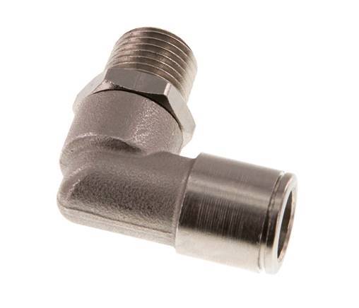 10mm x R1/4'' 90deg Winkel-Steckverschraubung mit Außengewinde Messing NBR drehbar [2 Stück]