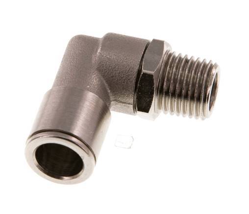 10mm x R1/4'' 90deg Winkel-Steckverschraubung mit Außengewinde Messing NBR drehbar [2 Stück]