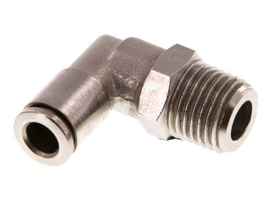 6mm x R1/4'' 90deg Ellbogen Steckfitting mit Außengewinde Messing FKM drehbar [2 Stück]