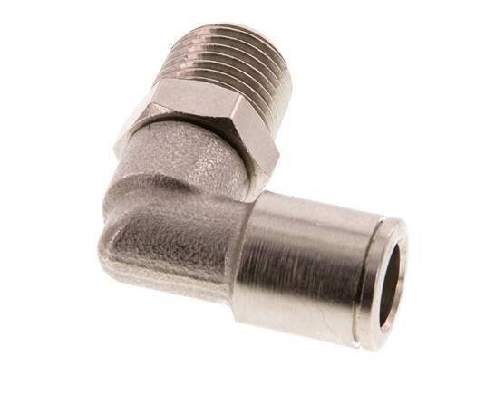 8mm x R1/4'' 90deg Ellbogen-Steckverschraubung mit Außengewinde Messing FKM drehbar [2 Stück]